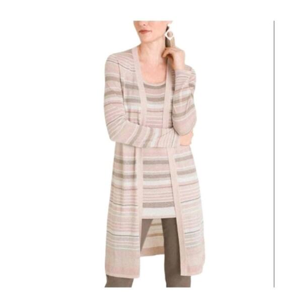 NWT Chicos Travelers knit longline open cardigan and tank top set - Picture 1 of 13
